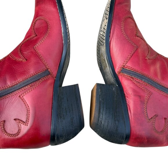 L'Artiste Women's Red Rose Embroidered Leather Boots Size 7.5 / 8 - Picture 11 of 15